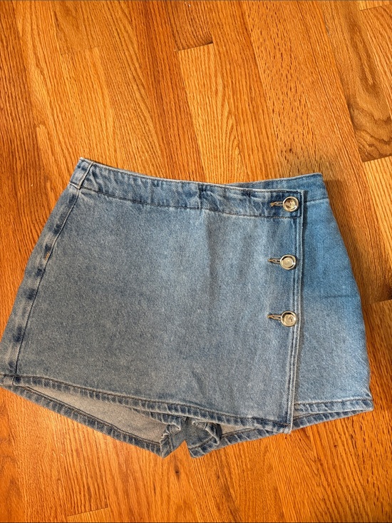 Zara Pants - Zara Light Blue Denim Wrap Skort with Side Buttons